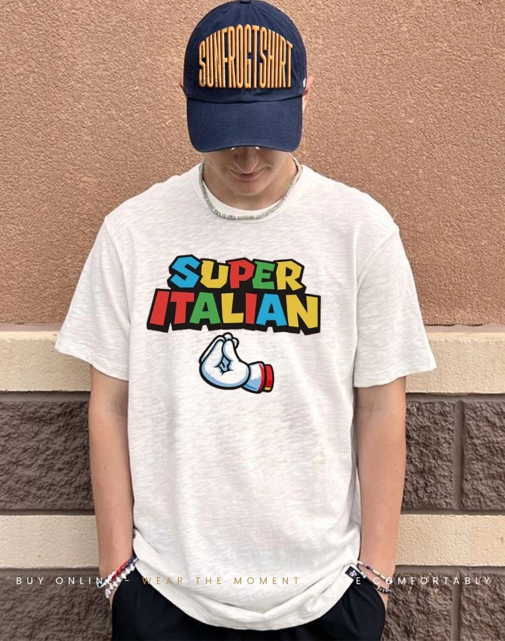 Super Italian Hand baseball shirt