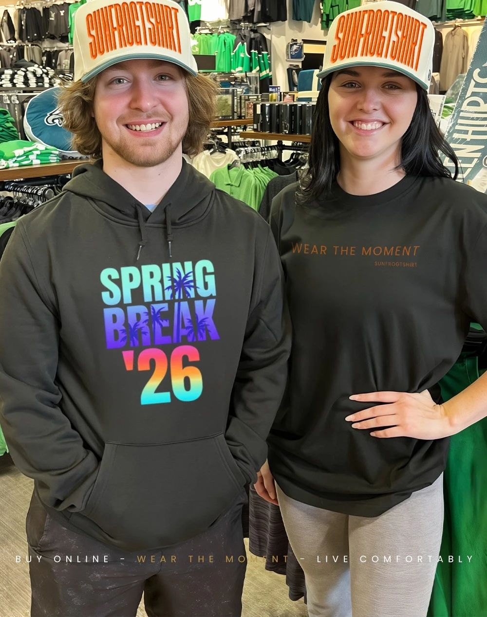 Spring Break ’26 sunset graphic shirt