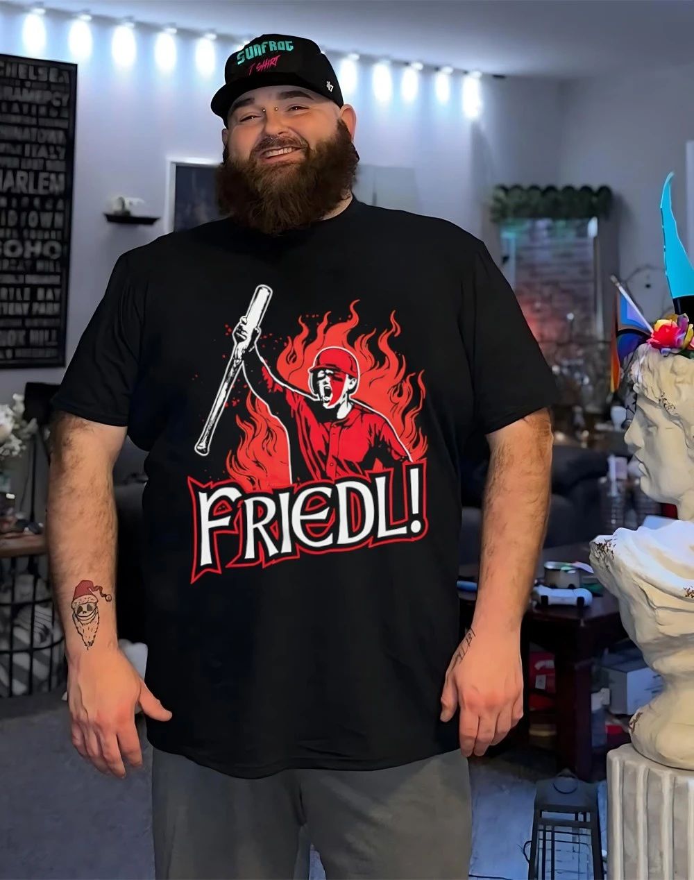 Cincinnati Reds TJ Friedl Battle Cry fire graphic shirt