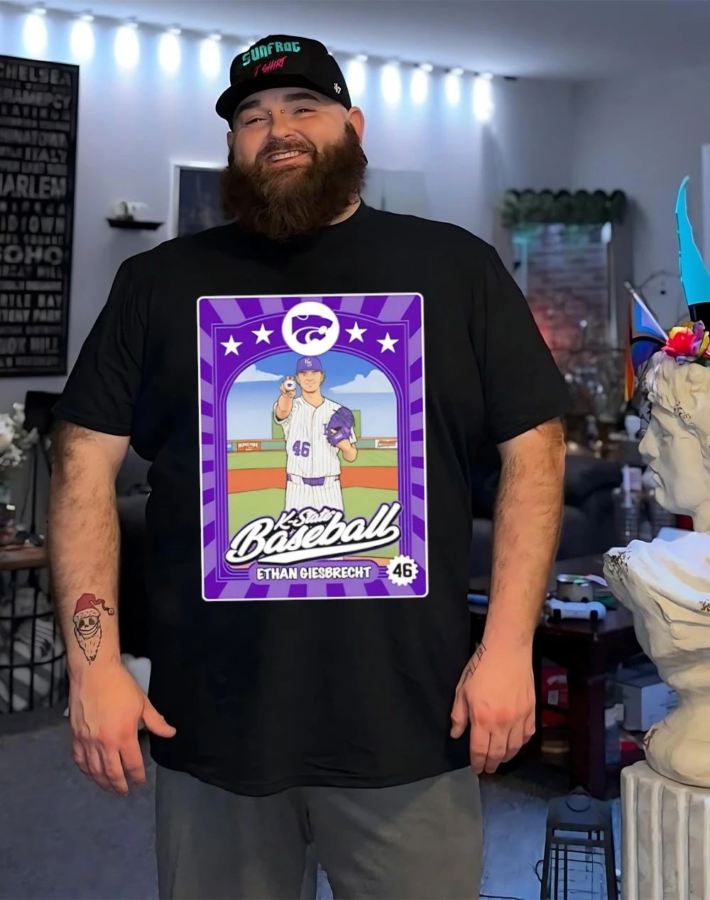 Ethan Giesbrecht 46 Kansas State Wildcats baseball card Inspired shirt