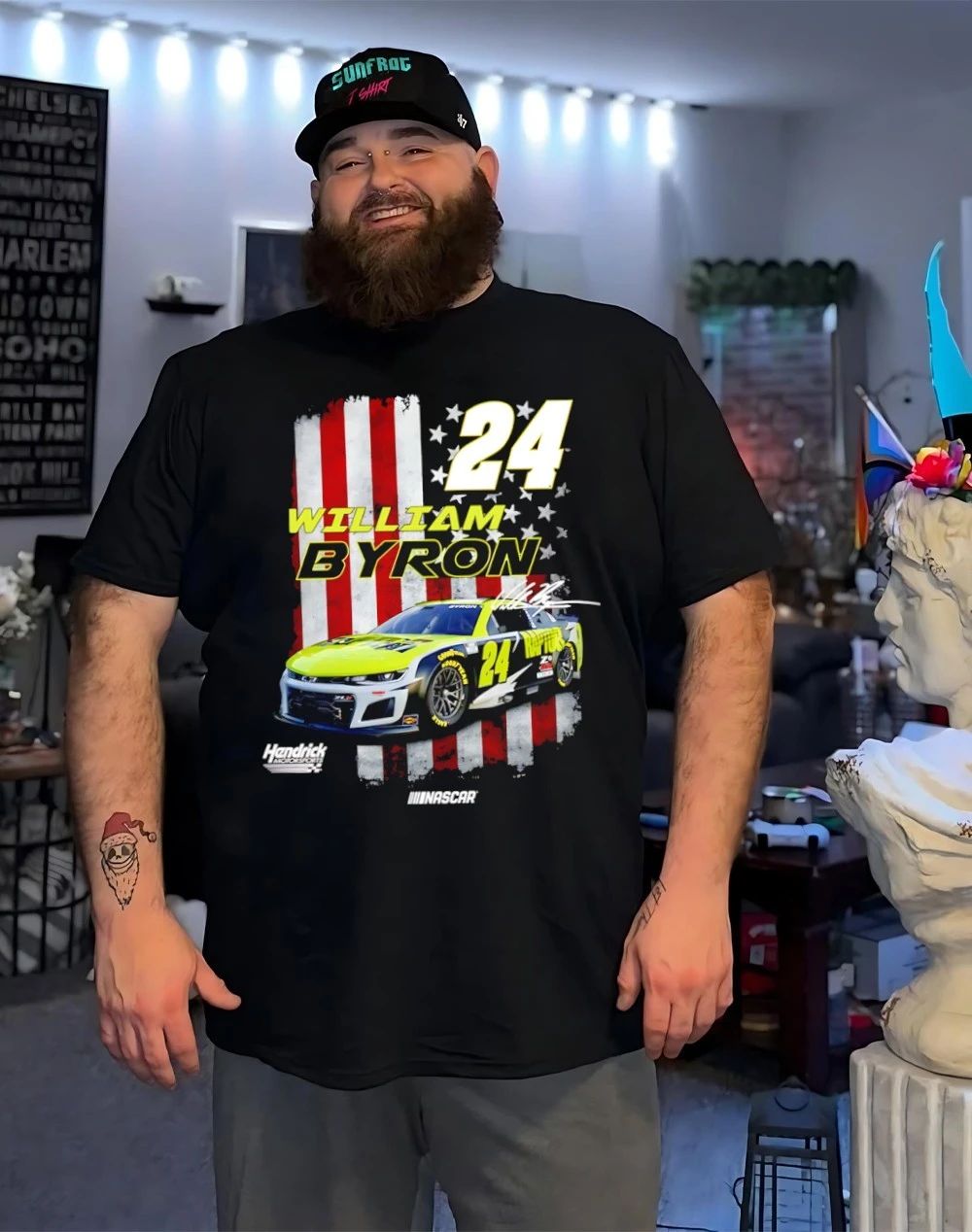 William Byron 24 Vive La Fete Nascar Driver American flag shirt