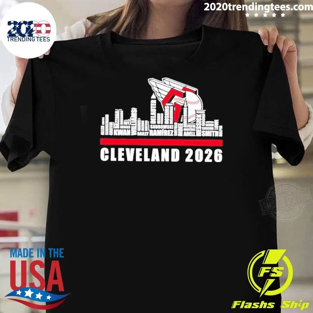 Cleveland Guardians 2026 Baseball Players Name Skyline Shirt