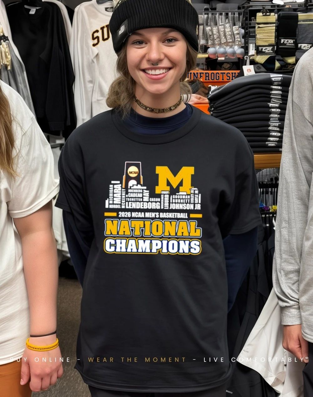 Michigan Wolverines 2026 Men’s Basketball National Champions player name skyline shirt