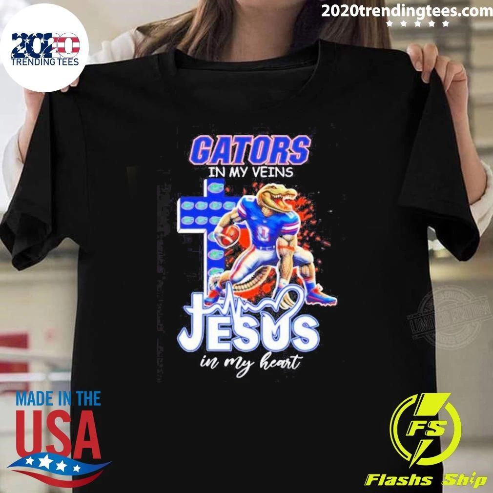 Florida Gators Football Gators In My Veins Jesus In My Heart Christian Fan Shirt