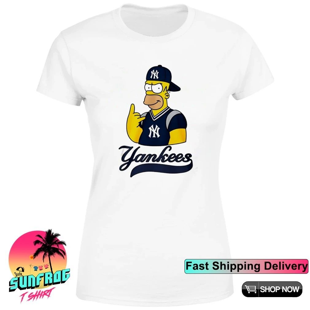 The Simpsons x New York Yankees player rock hand shirt