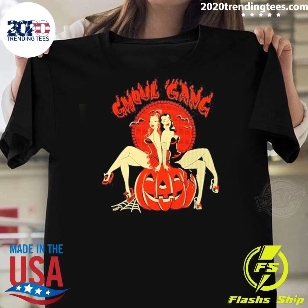 Ghoul Gang Pinup Girls On Pumpkin Halloween 2026 Shirt