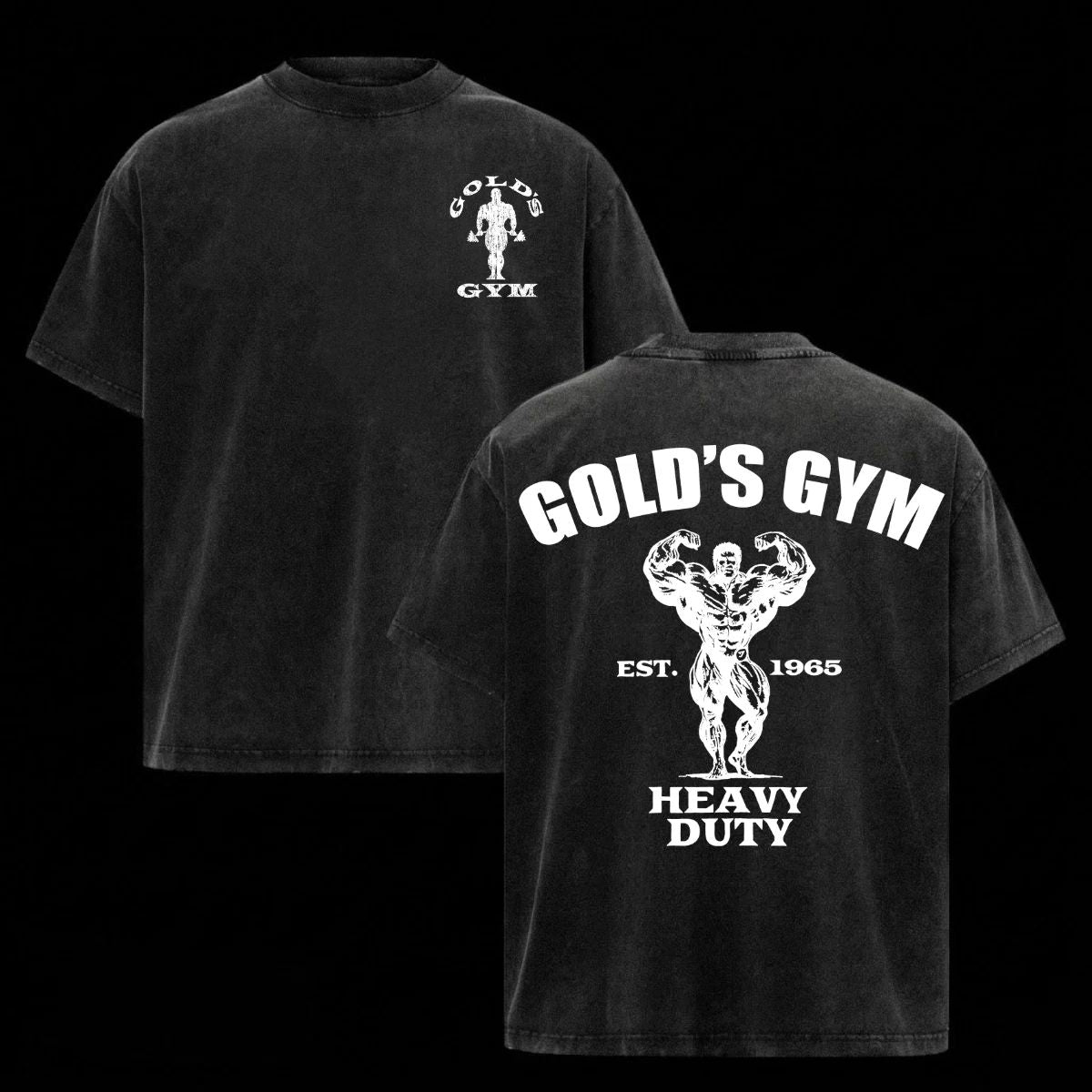 Gold'S Gym Wash Oversized Heavy Streetwear Gym Merch Tee (1)