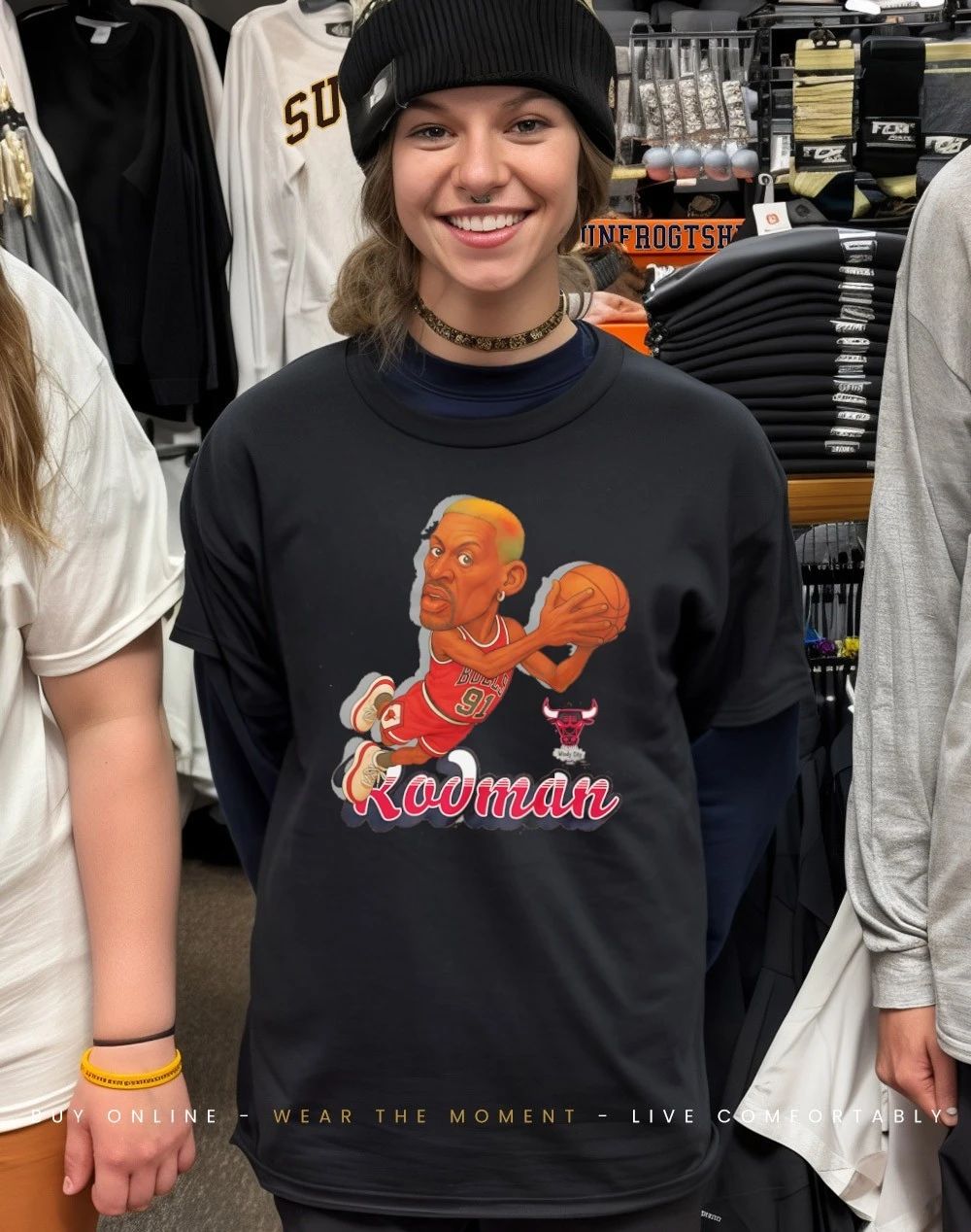 Dennis Rodman Chicago Bulls Fickett Classics cartoon shirt