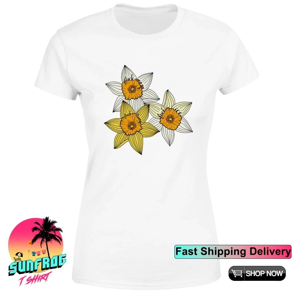 Fuck MAGA Fuck Trump Fuck ICE Yellow Daffodil Trio shirt