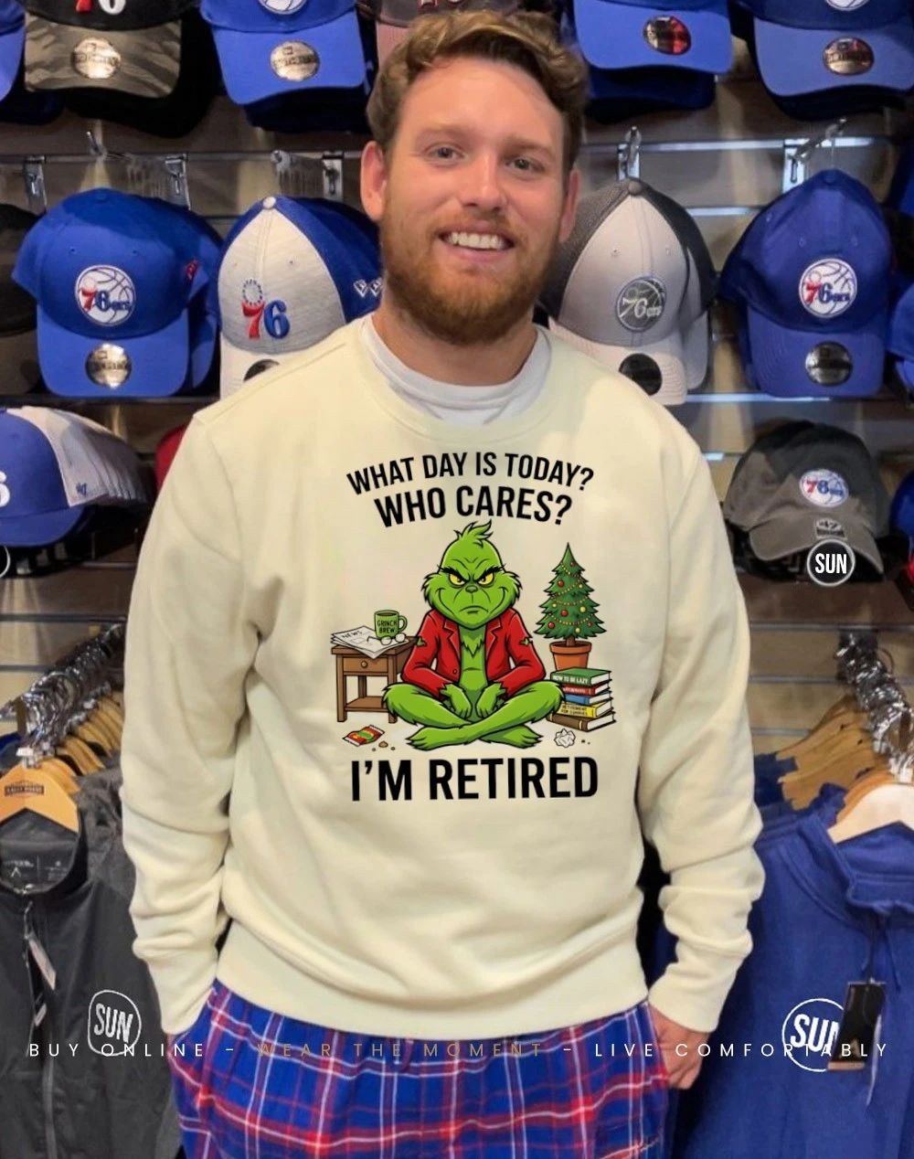 Grinch brew what day is today who cares I’m retired shirt