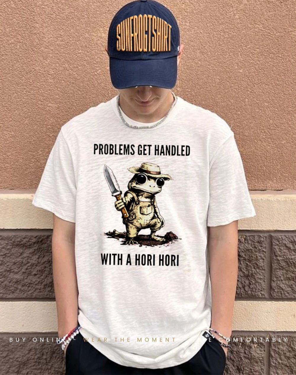 Frog problems get handled with a hori hori shirt