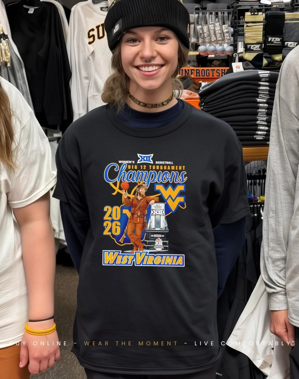 West Virginia Mountaineers 2026 Big 12 Women’s Tournament Champions mascot shirt