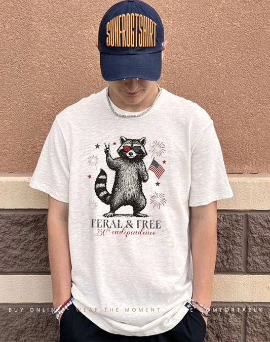 Raccoon Feral And Free America 250th Independence Shirt