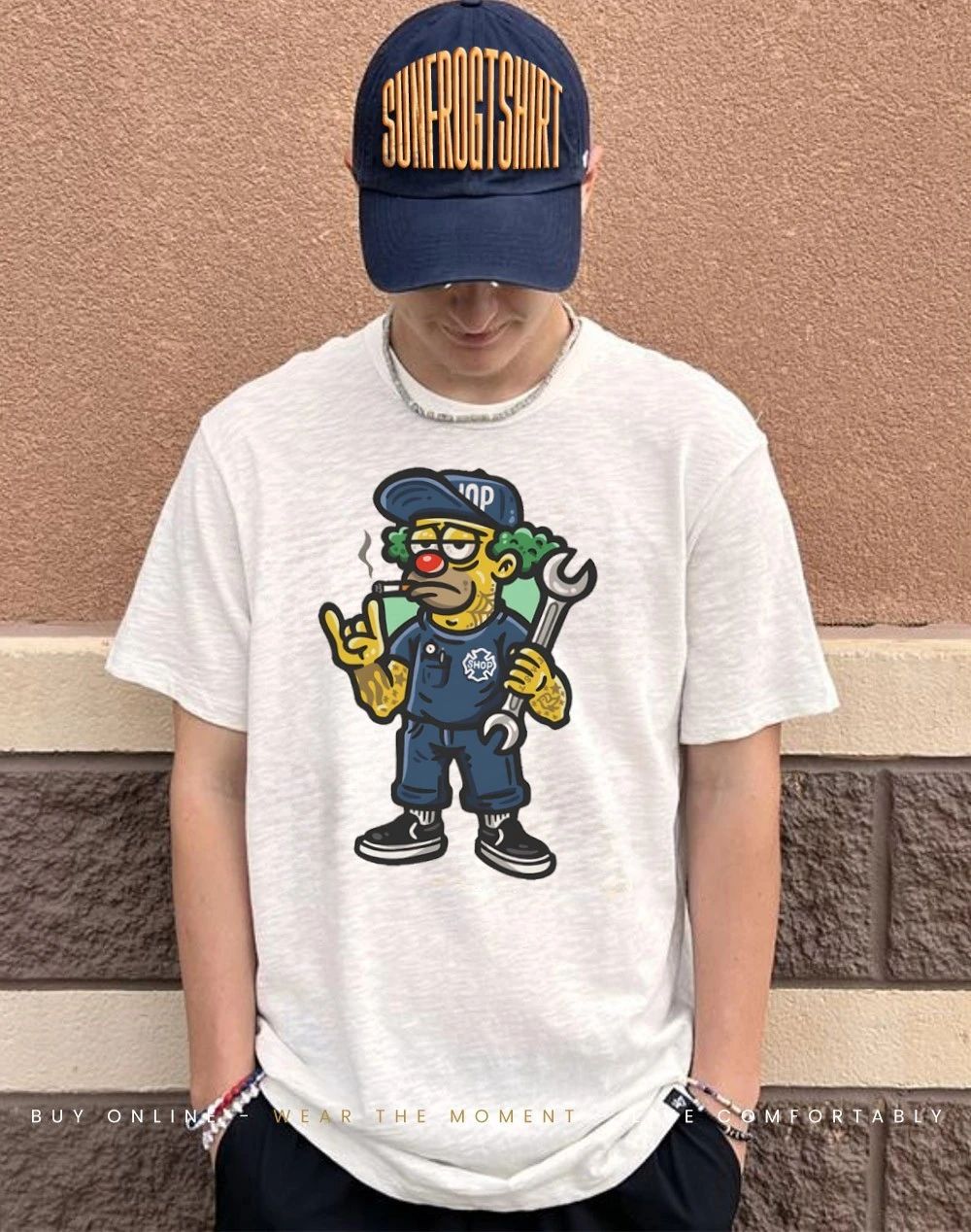 Krusty the Clown Simpsons firefighter horns up shirt
