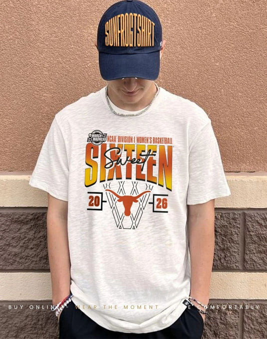 Texas Longhorns 2026 NCAA Women’s Basketball Tournament March Madness Sweet 16 Court Shot shirt