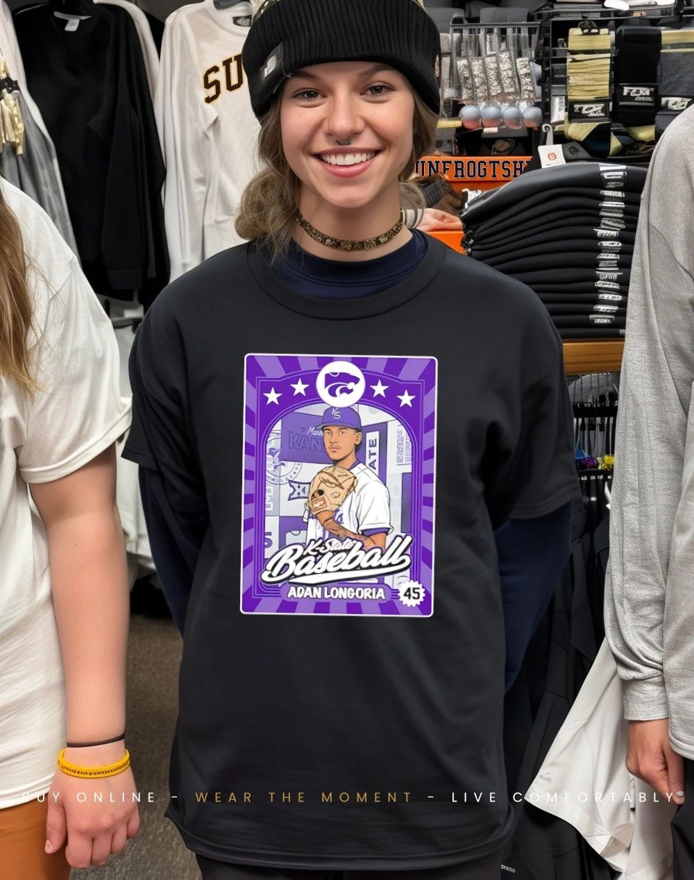 Adan Longoria 45 Kansas State Wildcats baseball card Inspired shirt