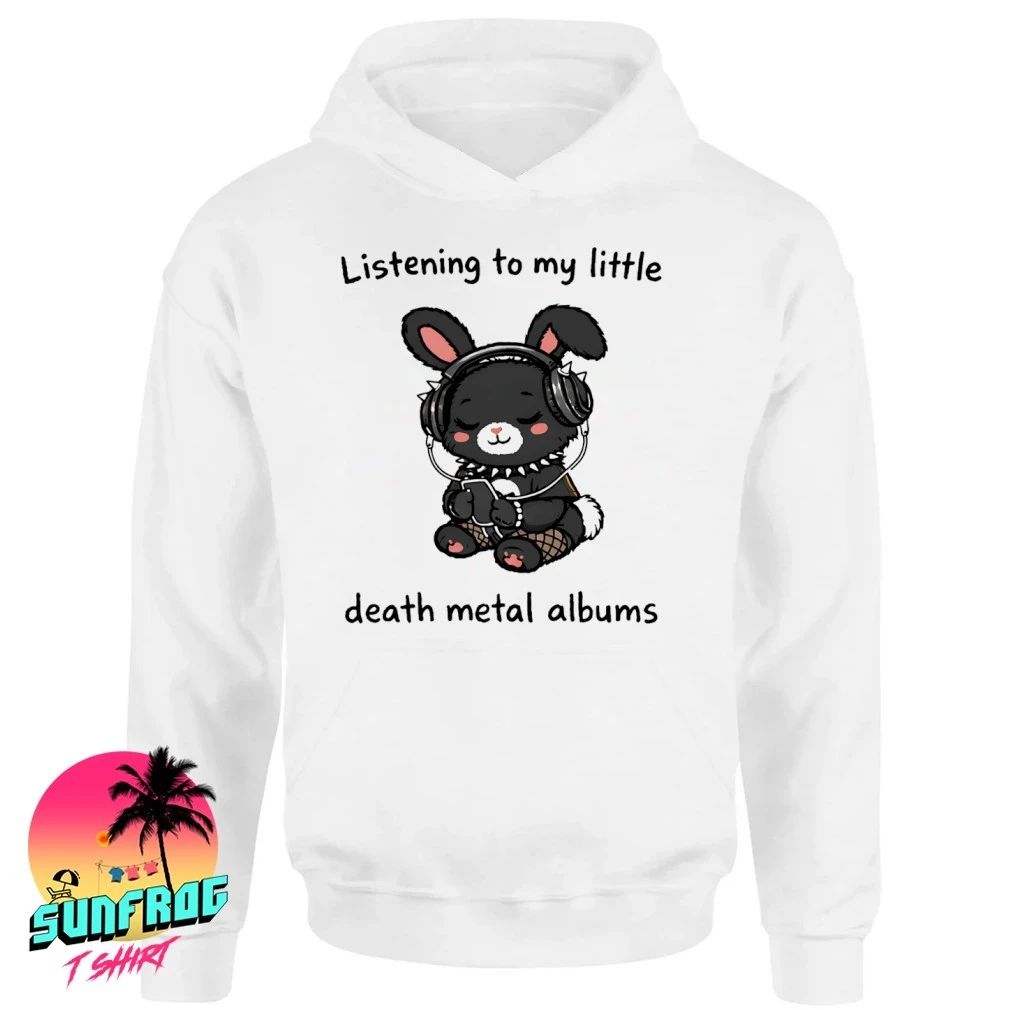 Bunny listening to my little death metal albums shirt