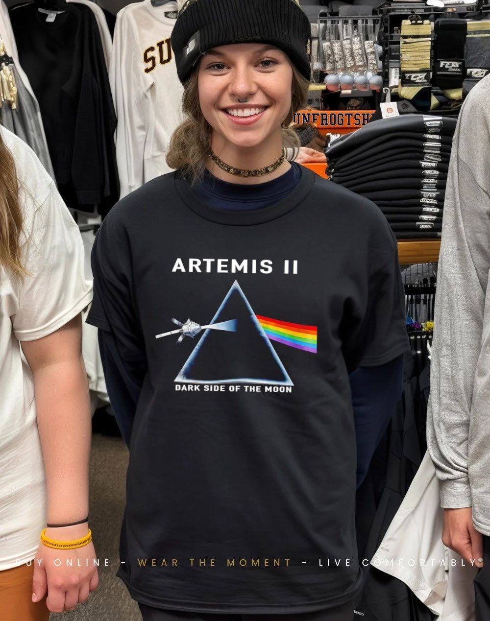 Artemis II Dark Side of The Moon rainbow shirt