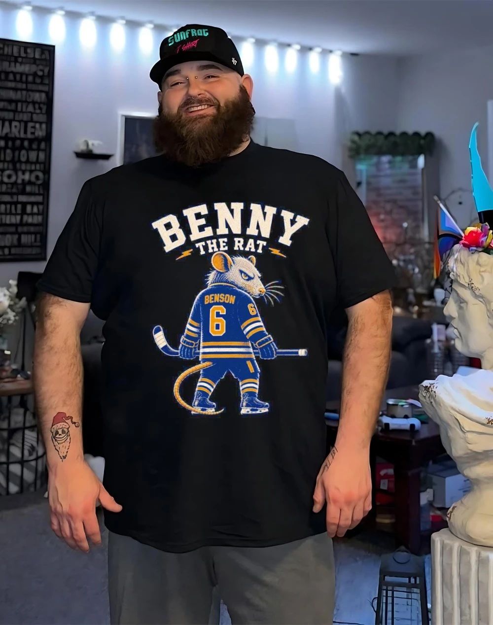 Buffalo Sabres Zach Benson Benny The Rat front and back shirt