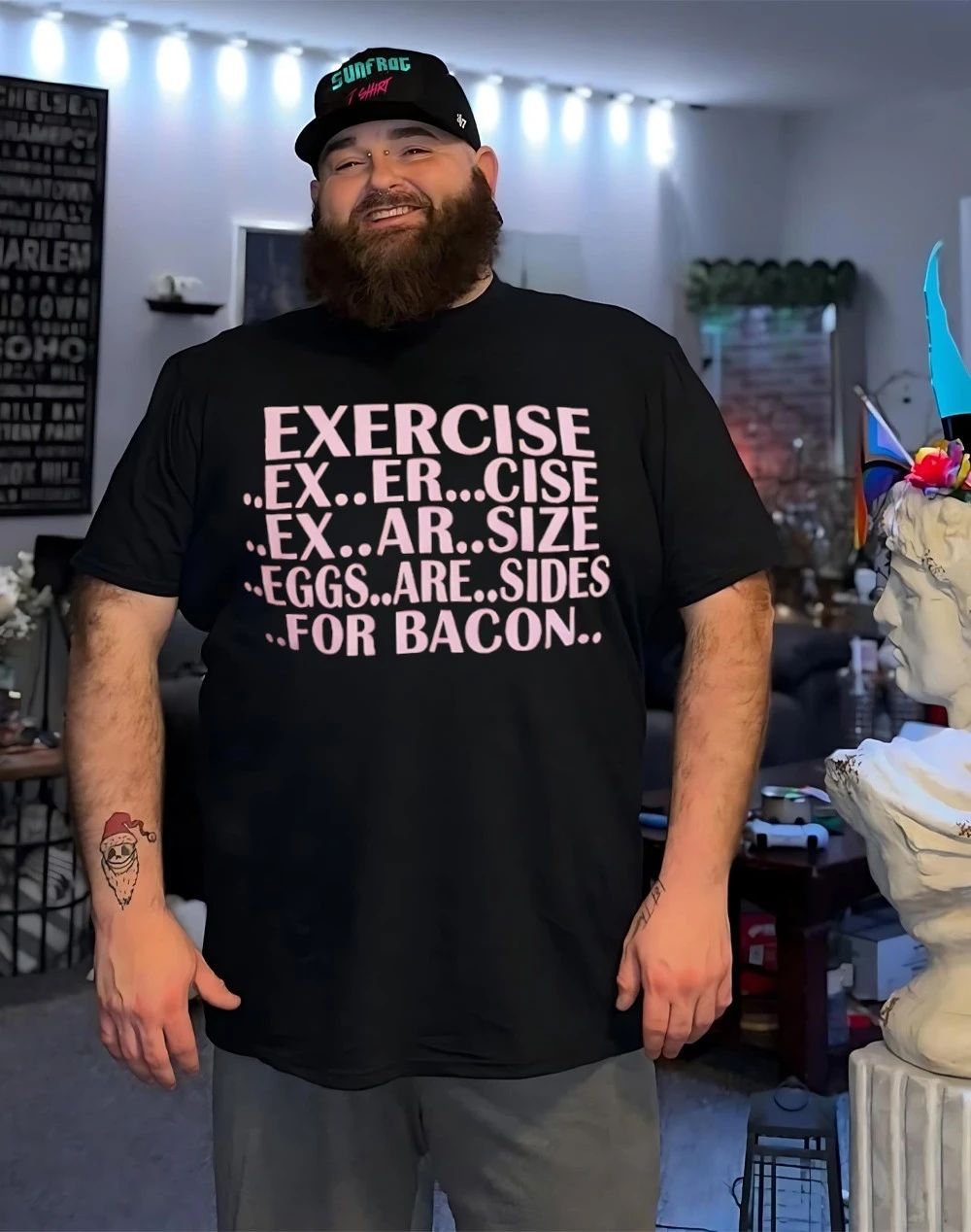 Exercise ex er cise ex ar size eggs are sides for bacon humor shirt