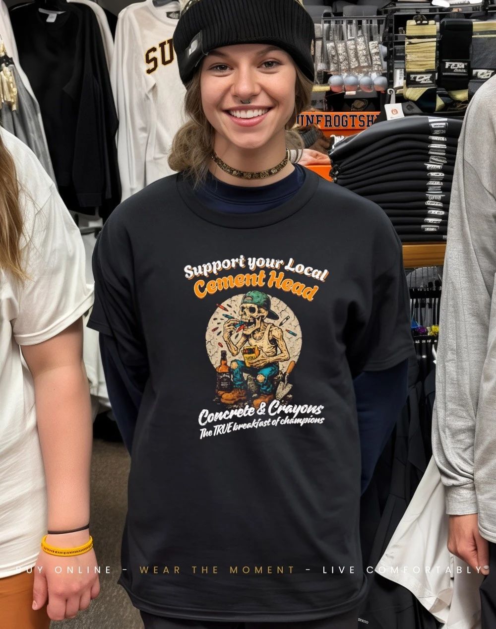 Skeleton support your local cement head concrete and crayons shirt