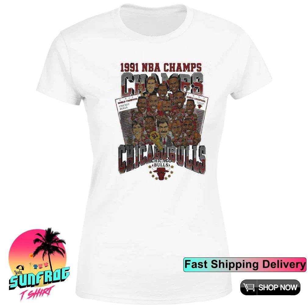 Chicago Bulls 1991 NBA World Champions caricature shirt