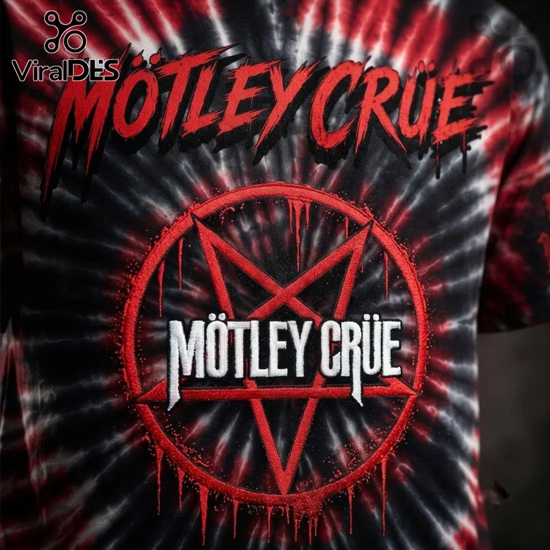 Motley Crue Tie Dye Pentagram T-Shirt 2026