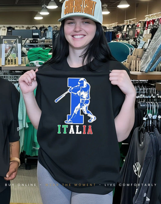 Baseball player with bold letter italian Italy sport shirt