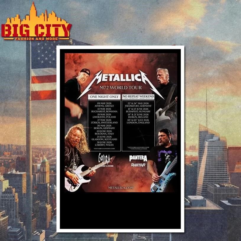 M72 World Tour Dates Poster LA 2904 Metallica Shirt