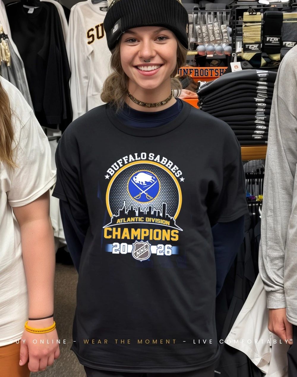 Buffalo Sabres 2026 Atlantic Division 7-Time Champions city skyline shirt