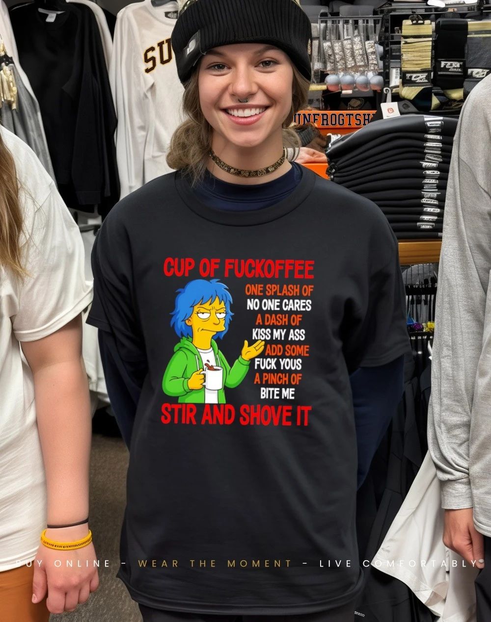 Simpsons cup of fuckoffee stir and shove it shirt