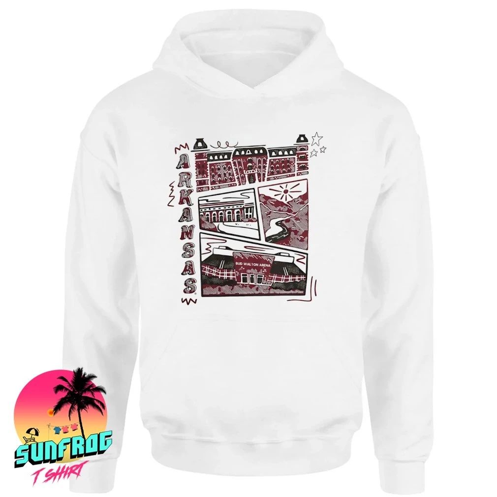 Arkansas Campus Landmarks comic paint shirt