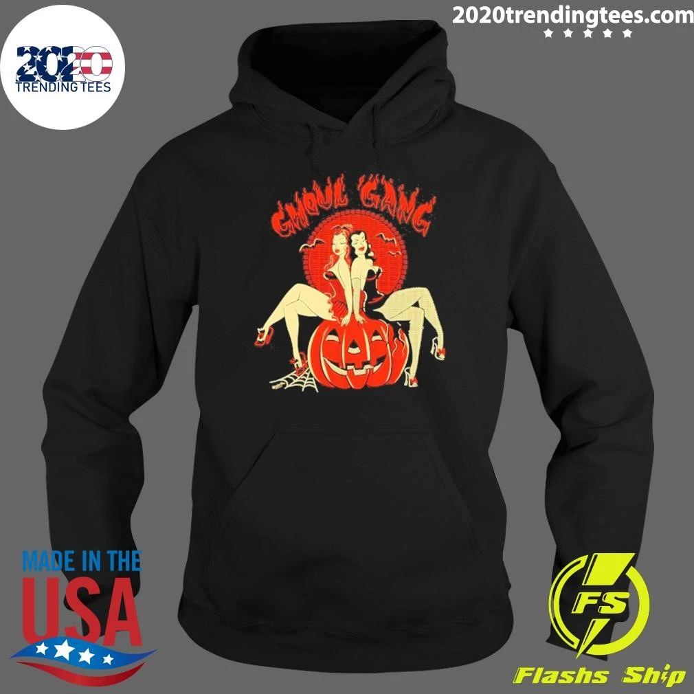 Ghoul Gang Pinup Girls On Pumpkin Halloween 2026 Shirt