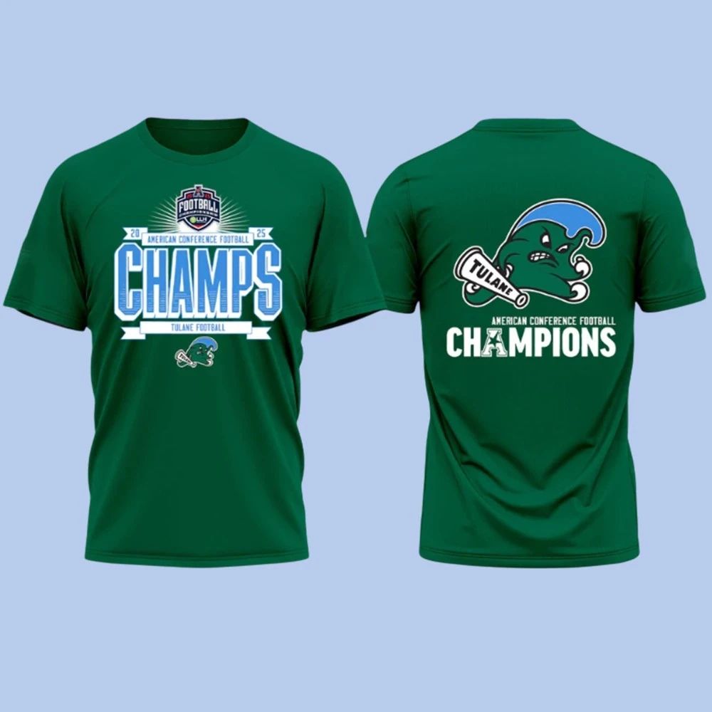Tulane Green Wave American Conference Football Champions 2025 Shirt