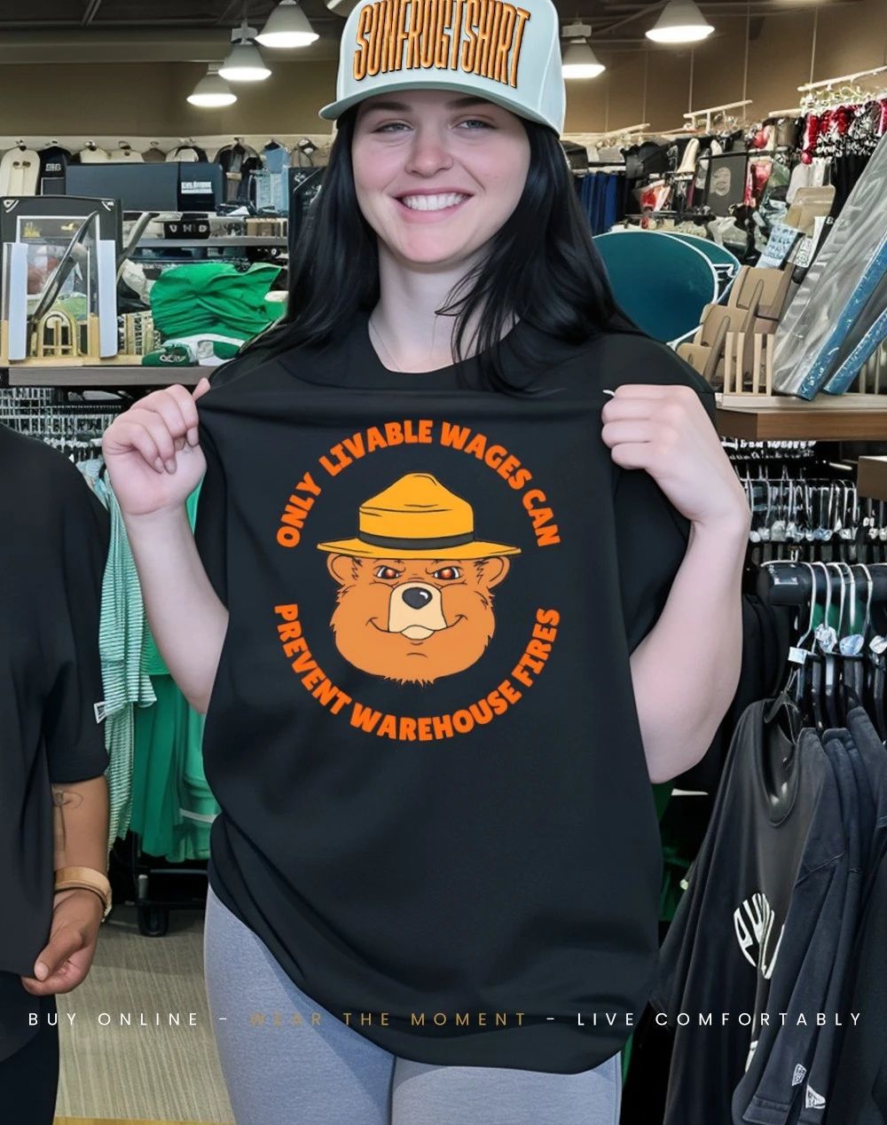 Only livable wages can prevent warehouse fires Smokey Bear shirt