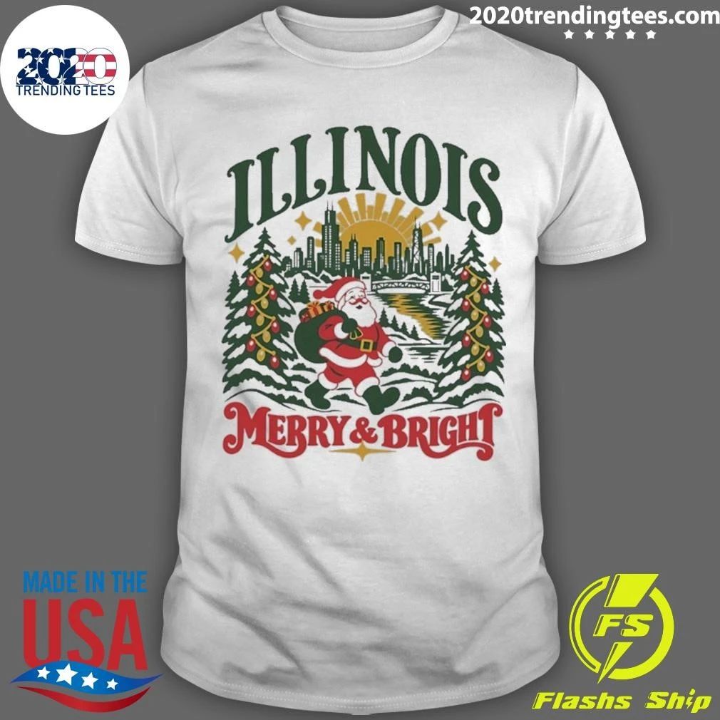 Illinois Merry And Bright Christmas Santa 2026 Shirt