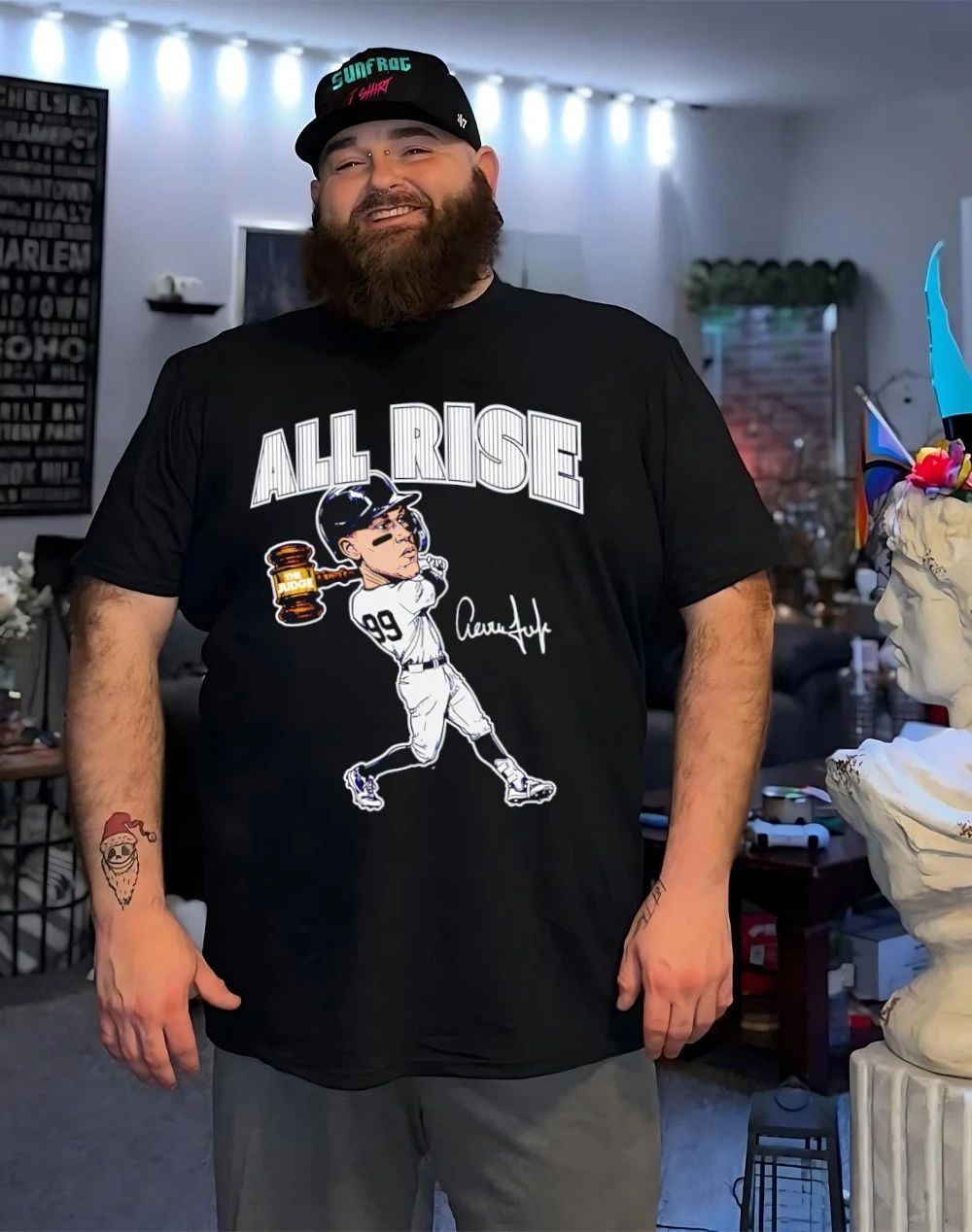 Aaron Judge New York Yankees All Rise caricature signature shirt