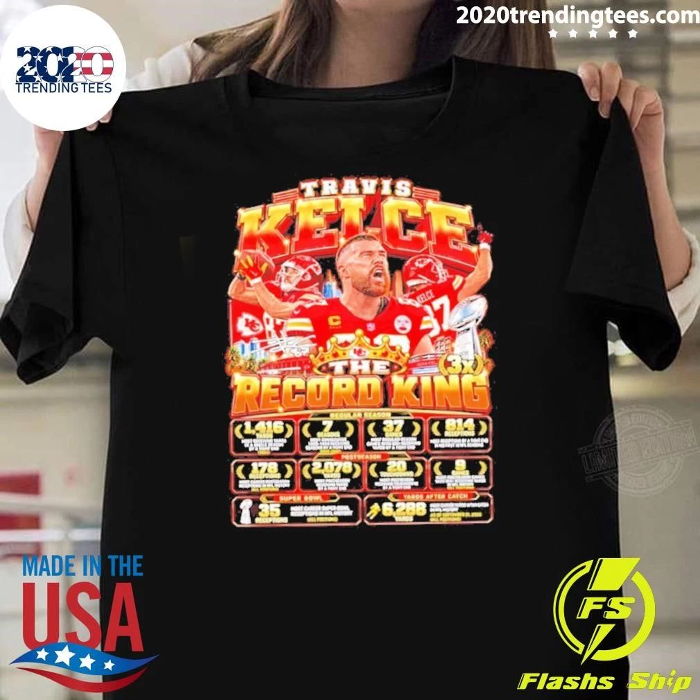Travis Kelce Kansas City Chiefs Record King Signature Shirt