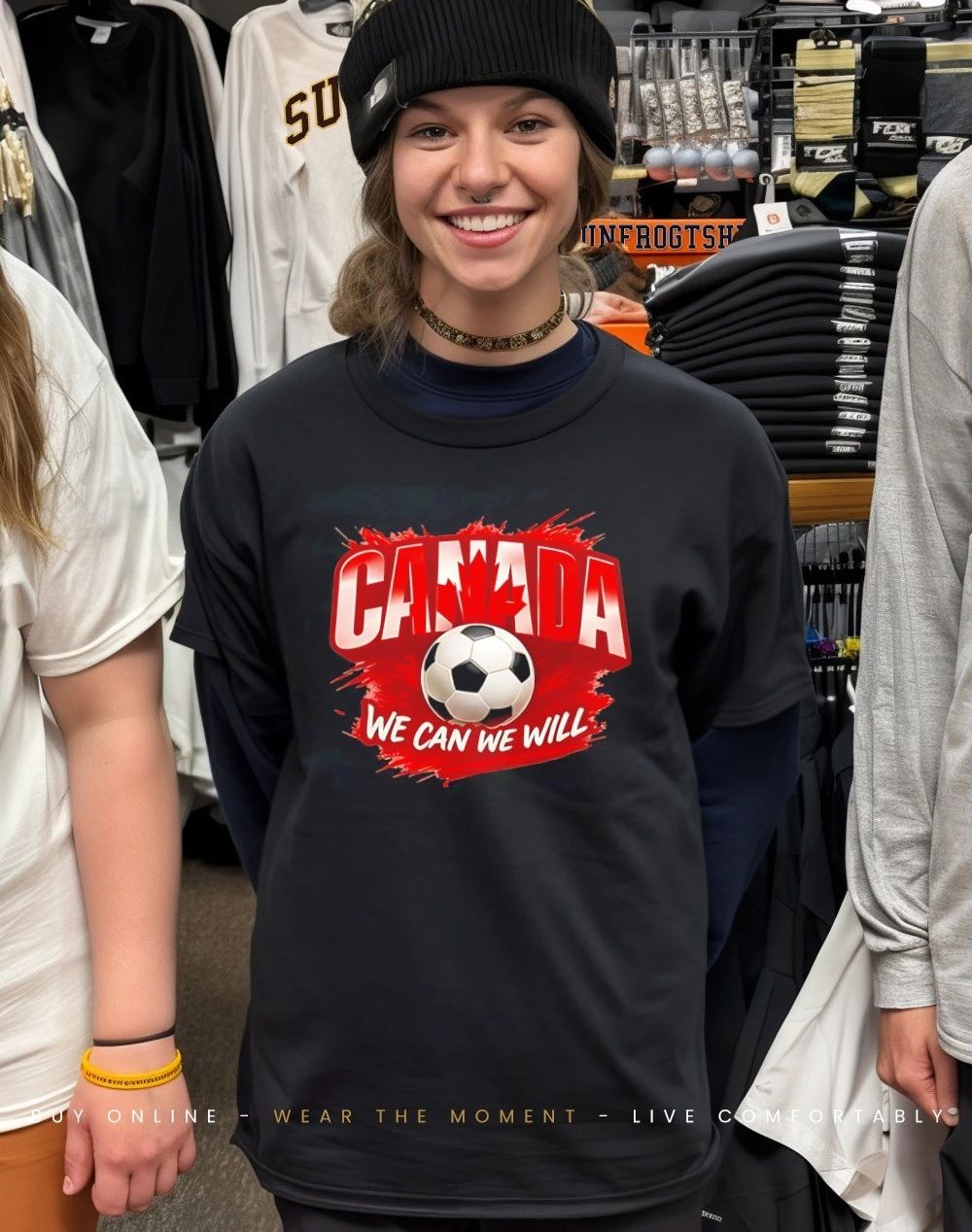 Canada We Can We Will soccer graphic shirt