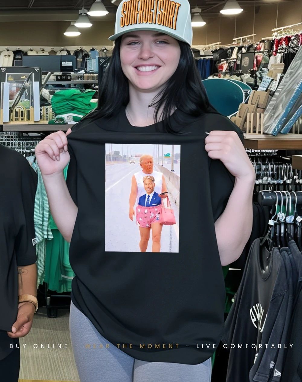 Trump walk with Kenzo J Trump shirt
