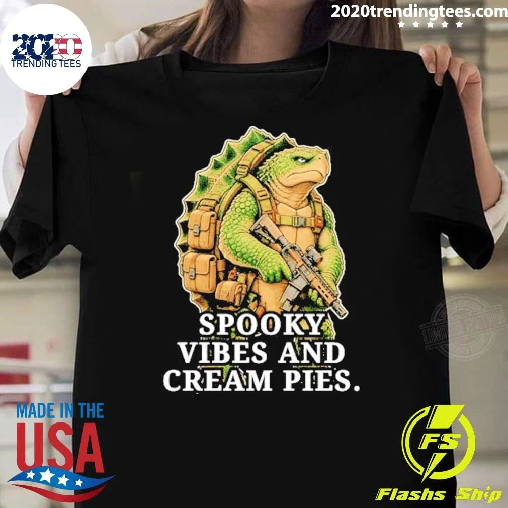 Turtle Soldier Spooky Vibes And Cream Pies Shirt