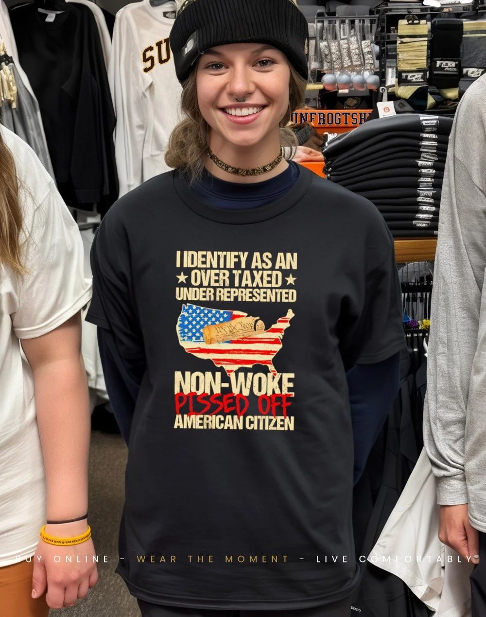 I identify as an over texed under represented Non-Woke Pissed Off American Citizen shirt