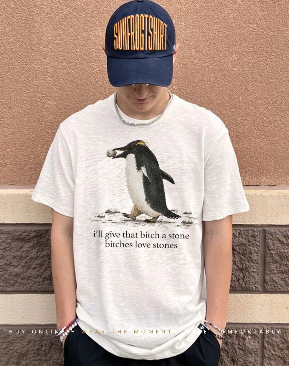 Penguin I’ll give that bitch a stone bitches love stones shirt