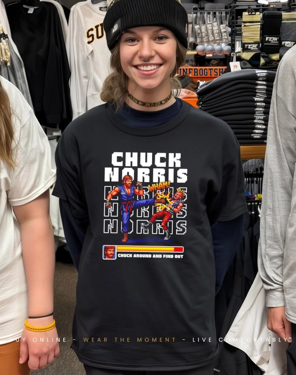 Chuck Norris Chuck Around and Find Out Retro Pixel Art shirt