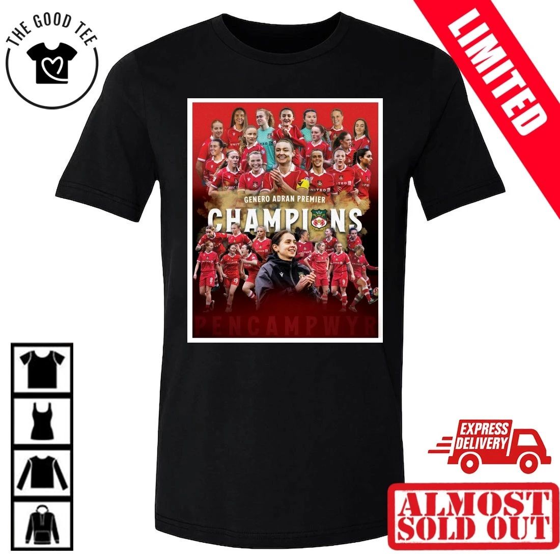 Wrexham AFC 2026 Genero Adran Premier Champions Poster Shirt