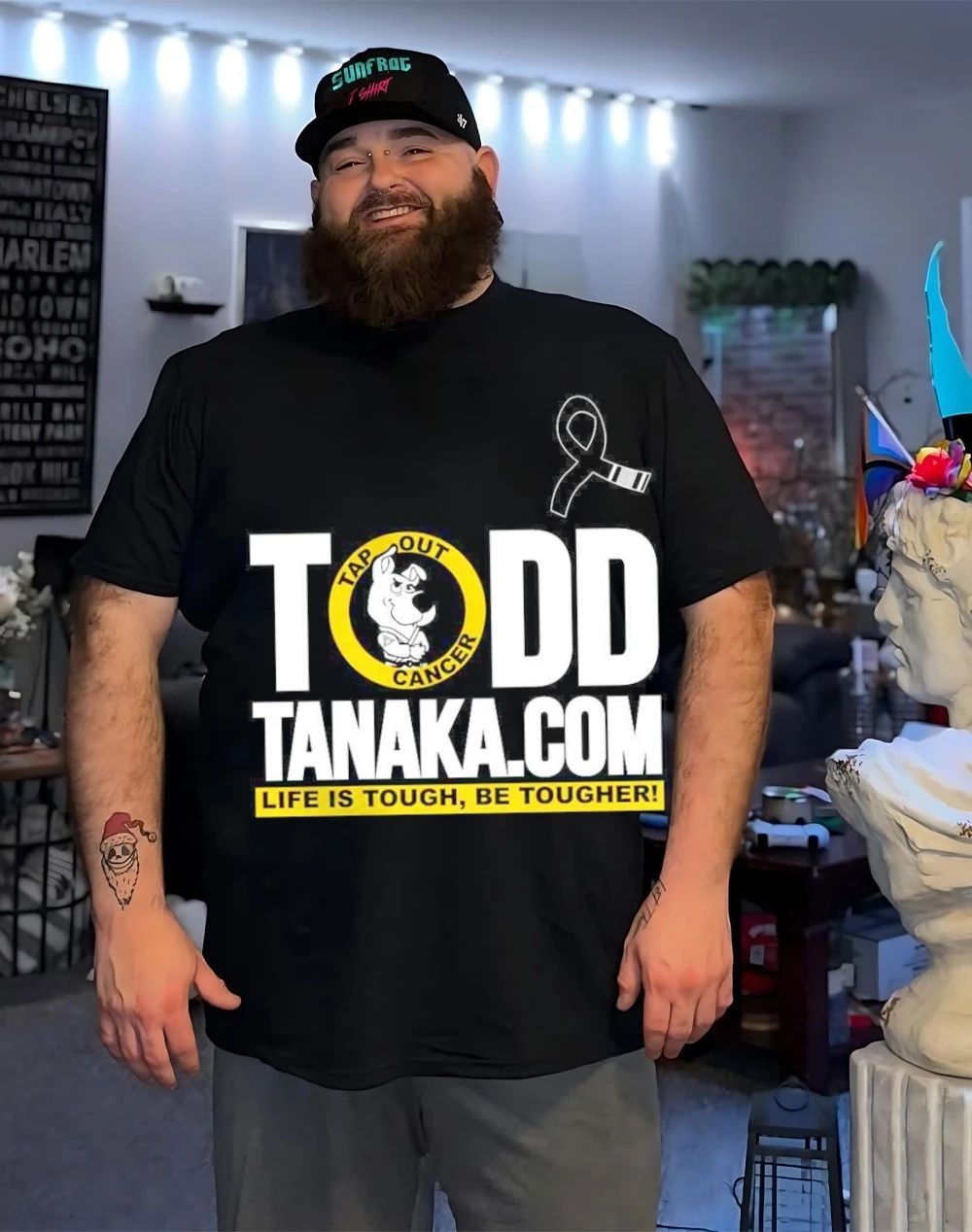 Todd tanaka aloha tap out cancer life is tough be tougher shirt