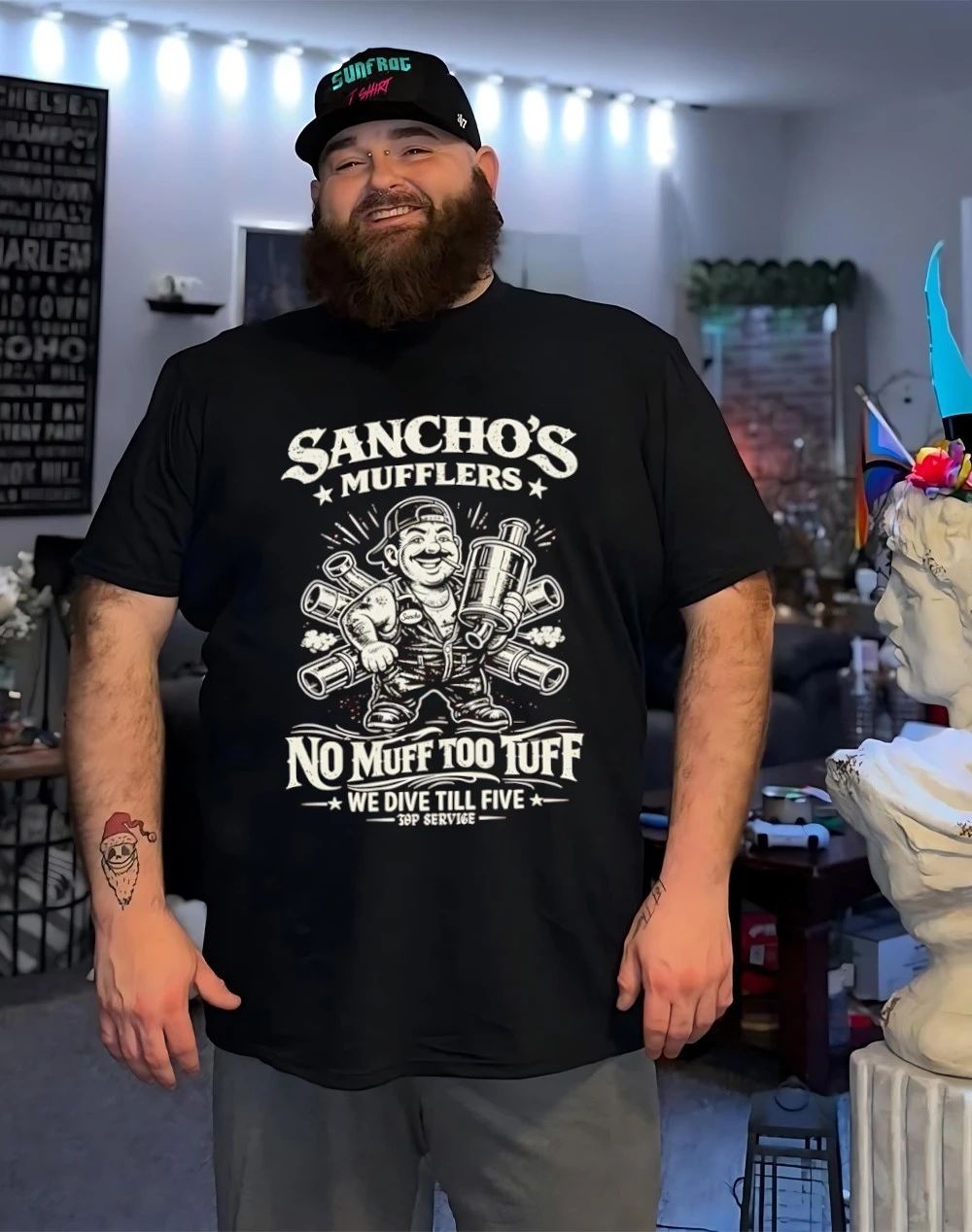 Sancho’s Muffler no muff too tuff Greaser shirt