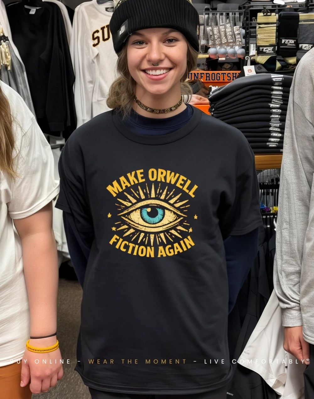 Make Orwell Fiction Again eye shirt