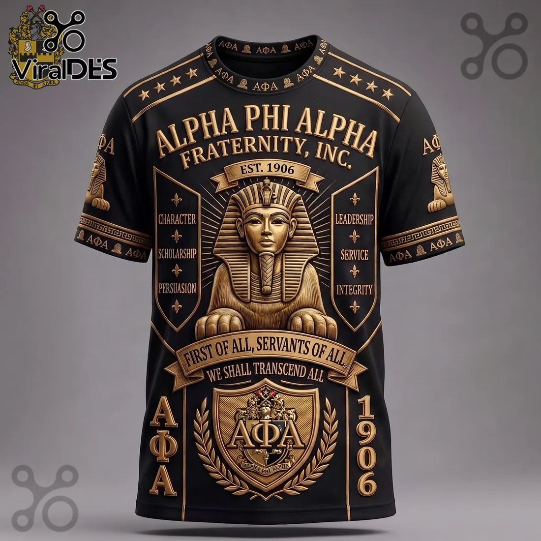 Alpha Phi Alpha Fraternity 1906 Gold Emblem T-Shirt