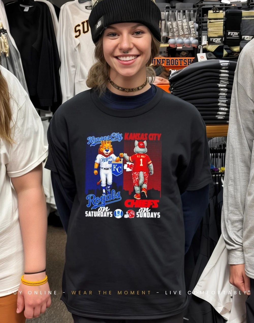 Kansas City Royals on saturdays vs Kansas City Chiefs on sundays city skyline shirt